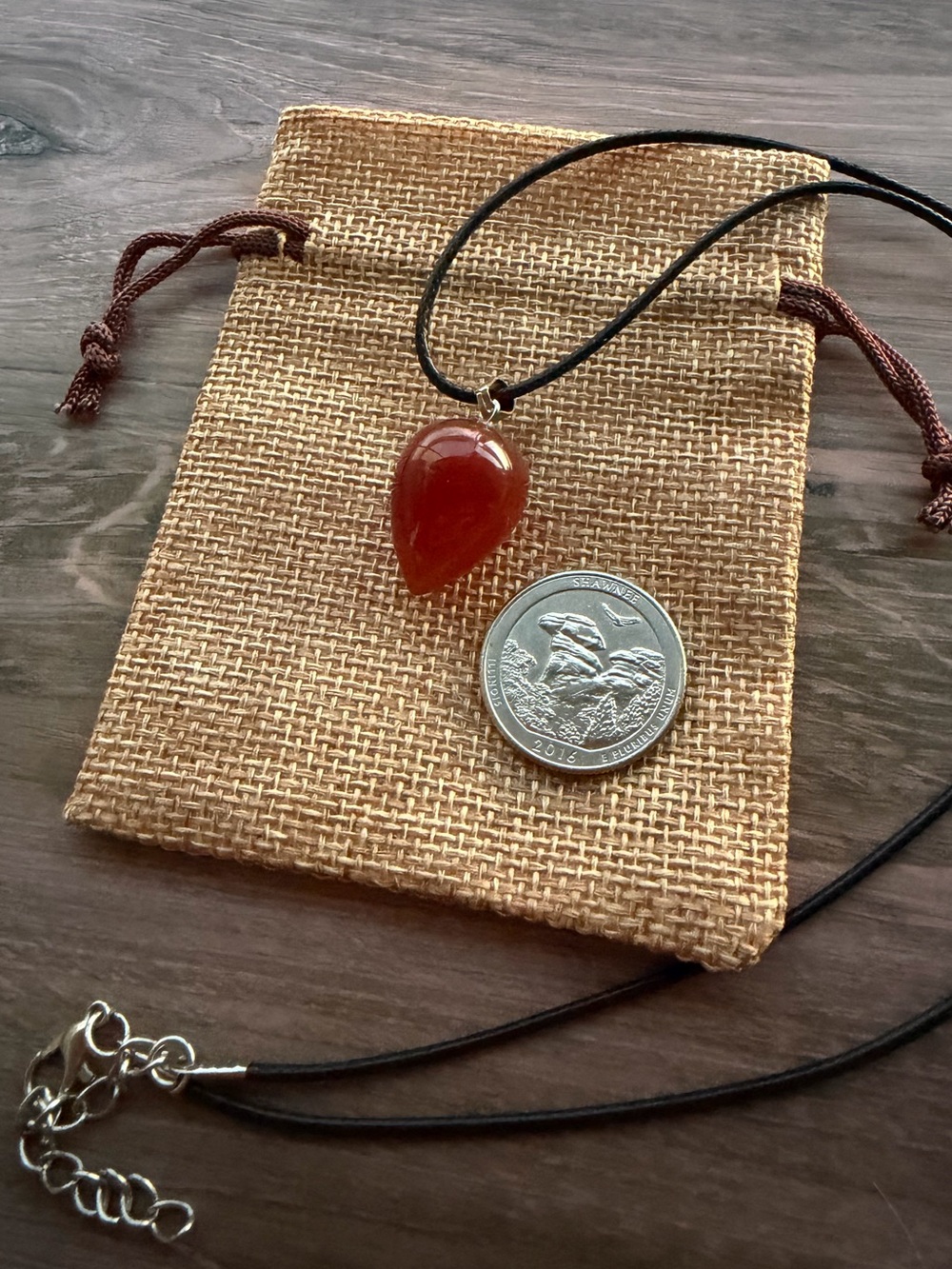 Carnelian Cone Necklace Carnelian Pendant Crystal Necklace Gemstone Necklace - Picture 2 of 2